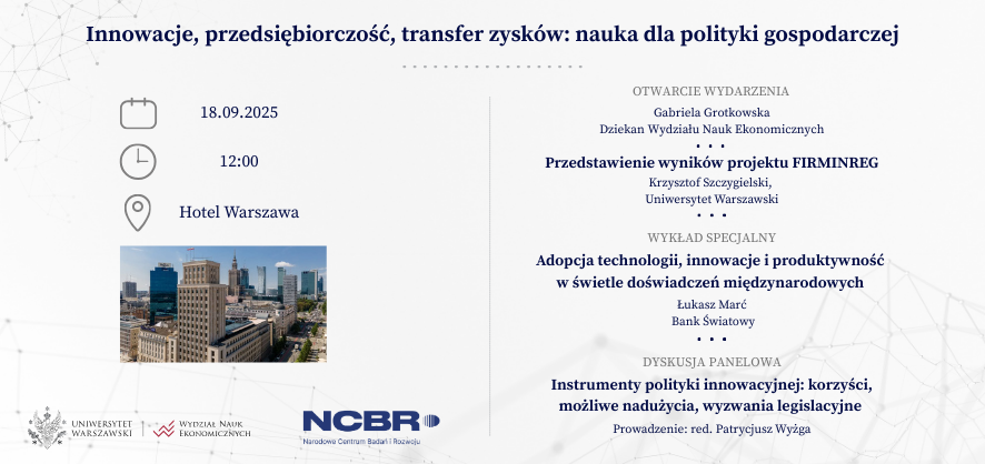 „Innowacje, przedsiębiorczość, transfer zysków: nauka dla polityki gospodarczej” 